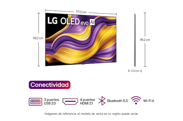 medida y dimenciones del TV Smart LG OLED
